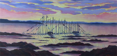 Doux reflets sur le st-Laurent 
24x48 po